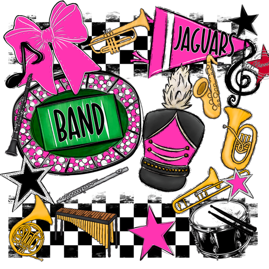 Jaguars Checkers Band Spirit Design-Pink
