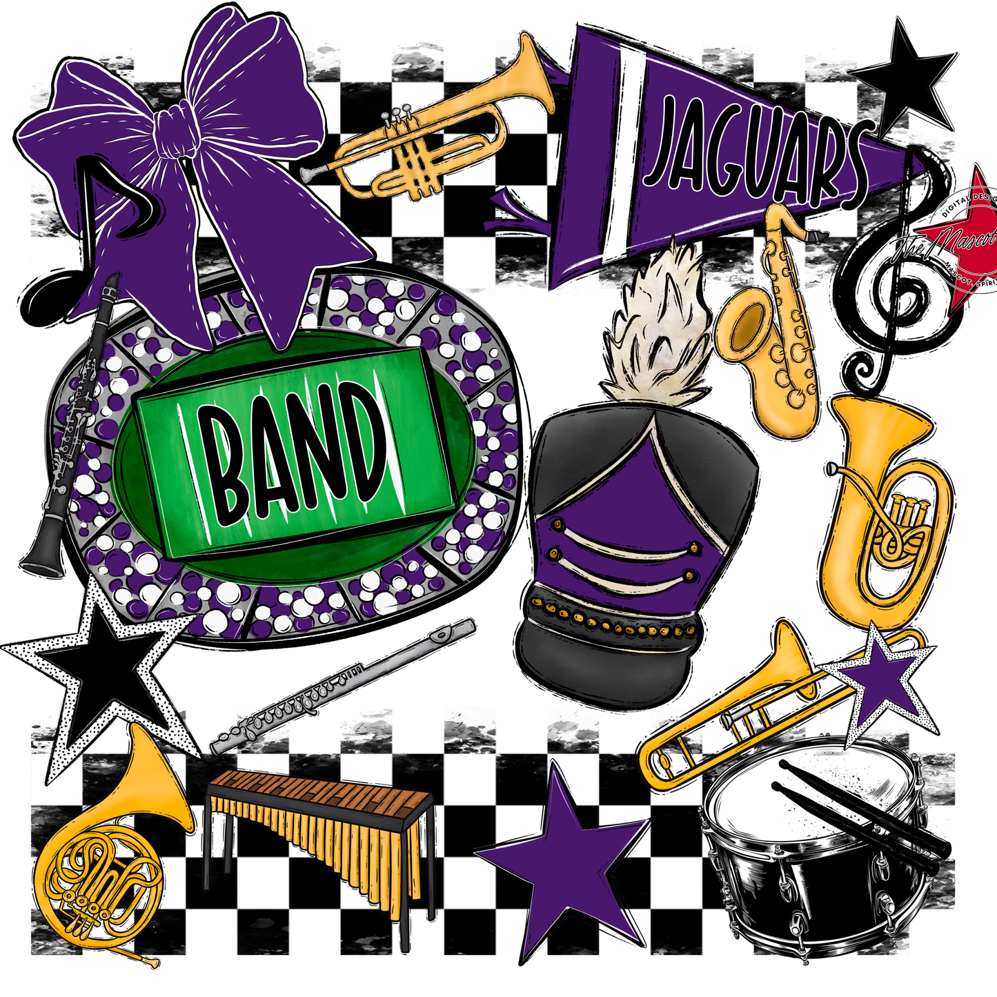 Jaguars Checkers Band Spirit Design-Purple