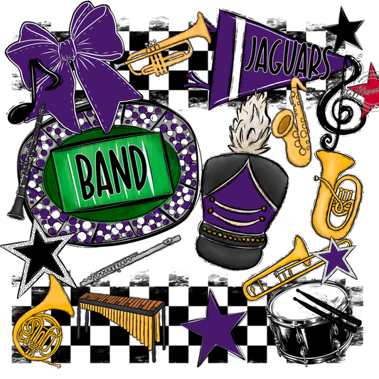 Jaguars Checkers Band Spirit Design-Purple