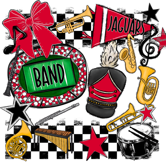 Jaguars Checkers Band Spirit Design-Red