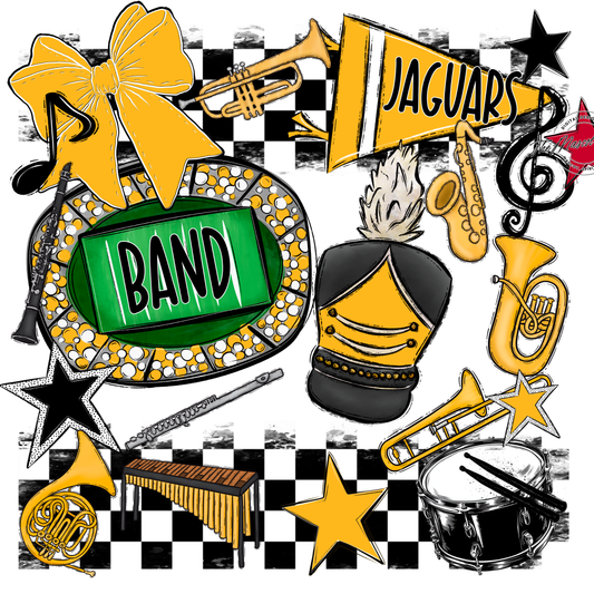 Jaguars Checkers Band Spirit Design-Yellow