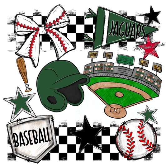 Jaguars Checkers Baseball Spirit Design-Green