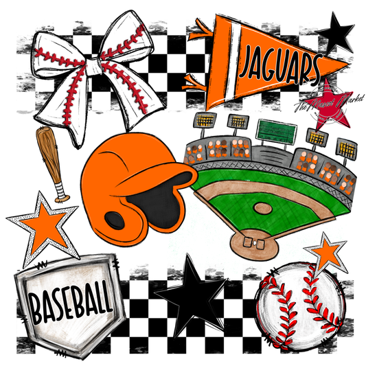 Jaguars Checkers Baseball Spirit Design-Orange