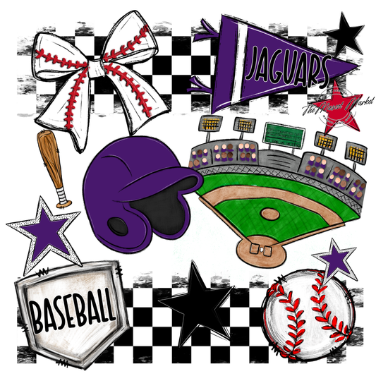 Jaguars Checkers Baseball Spirit Design-Purple