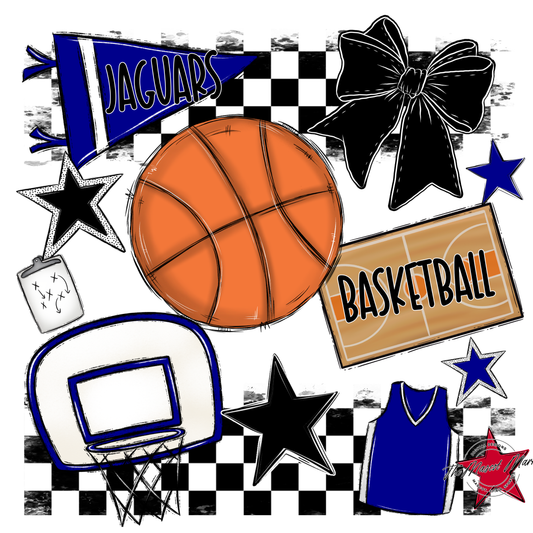 Jaguars Checkers Basketball Spirit Design-Blue