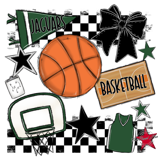 Jaguars Checkers Basketball Spirit Design-Green