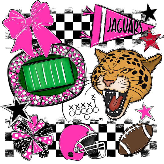 Jaguars Checkers Mascot Spirit Design-Pink