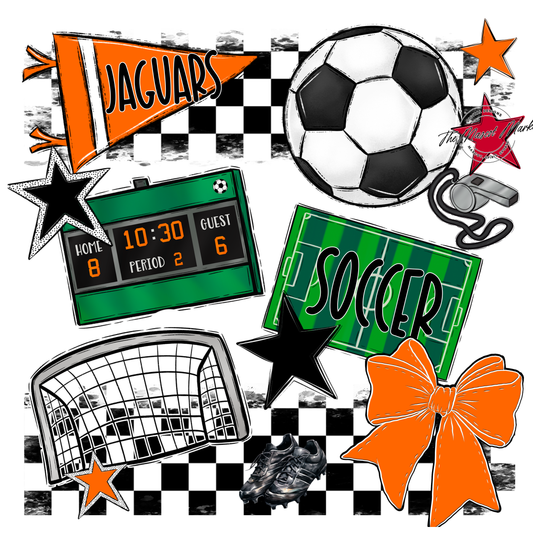 Jaguars Checkers Soccer Spirit Design-Orange