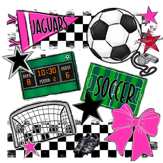 Jaguars Checkers Soccer Spirit Design-Pink