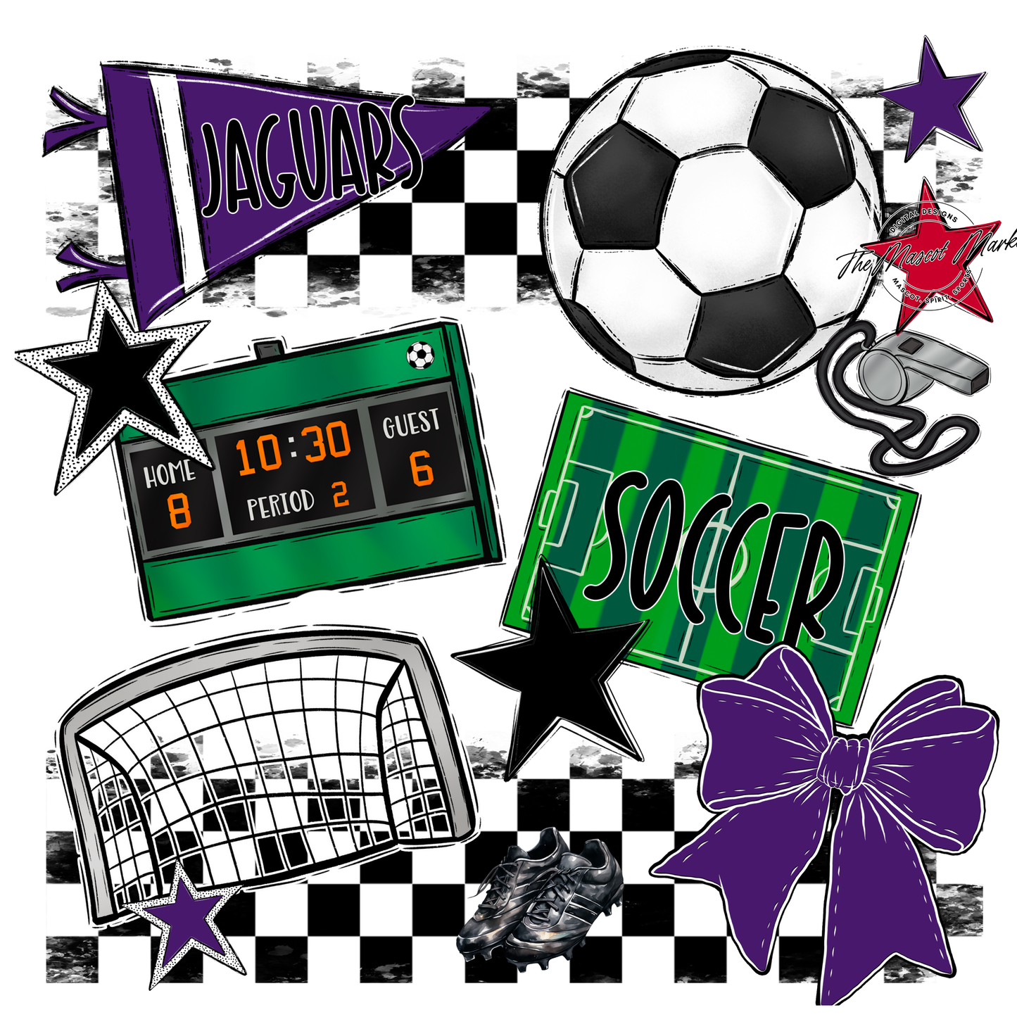 Jaguars Checkers Soccer Spirit Design-Purple