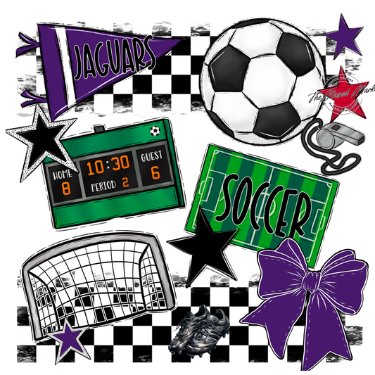 Jaguars Checkers Soccer Spirit Design-Purple