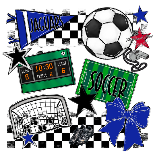 Jaguars Checkers Soccer Spirit Design-Royal Blue