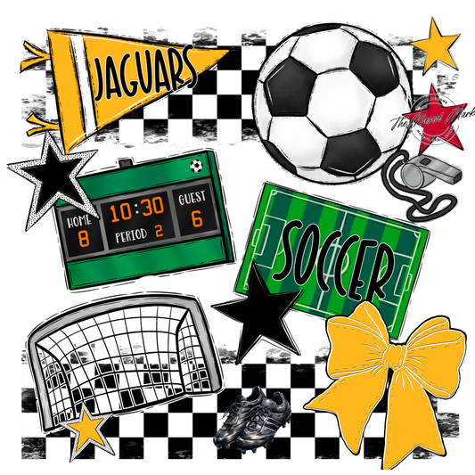 Jaguars Checkers Soccer Spirit Design-Yellow