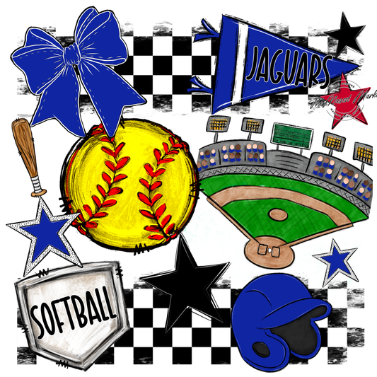 Jaguars Checkers Softball Spirit Design-Royal Blue