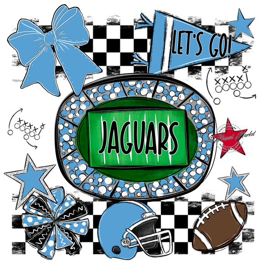 Jaguars Checkers Spirit Design-Carolina Blue