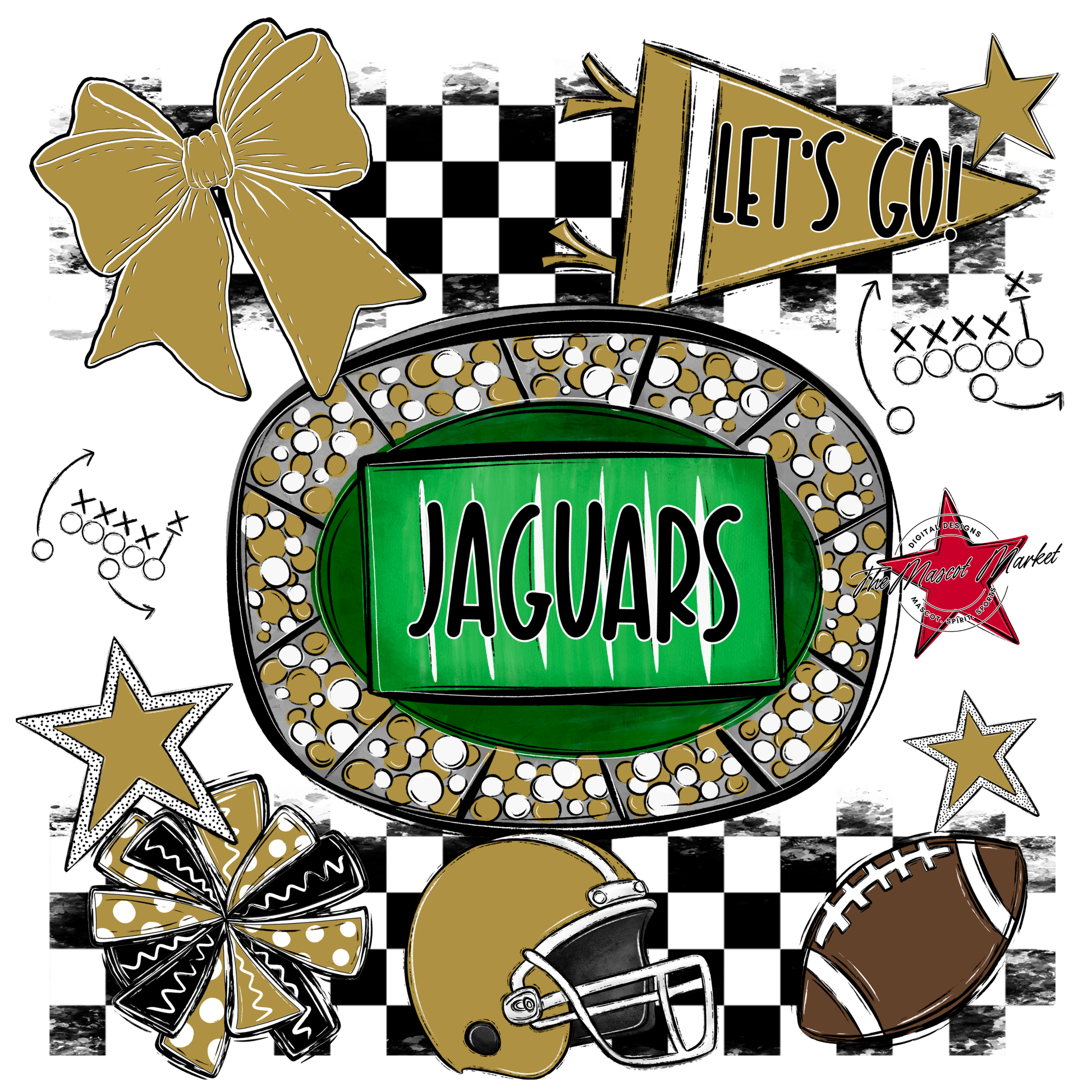 Jaguars Checkers Spirit Design-Gold