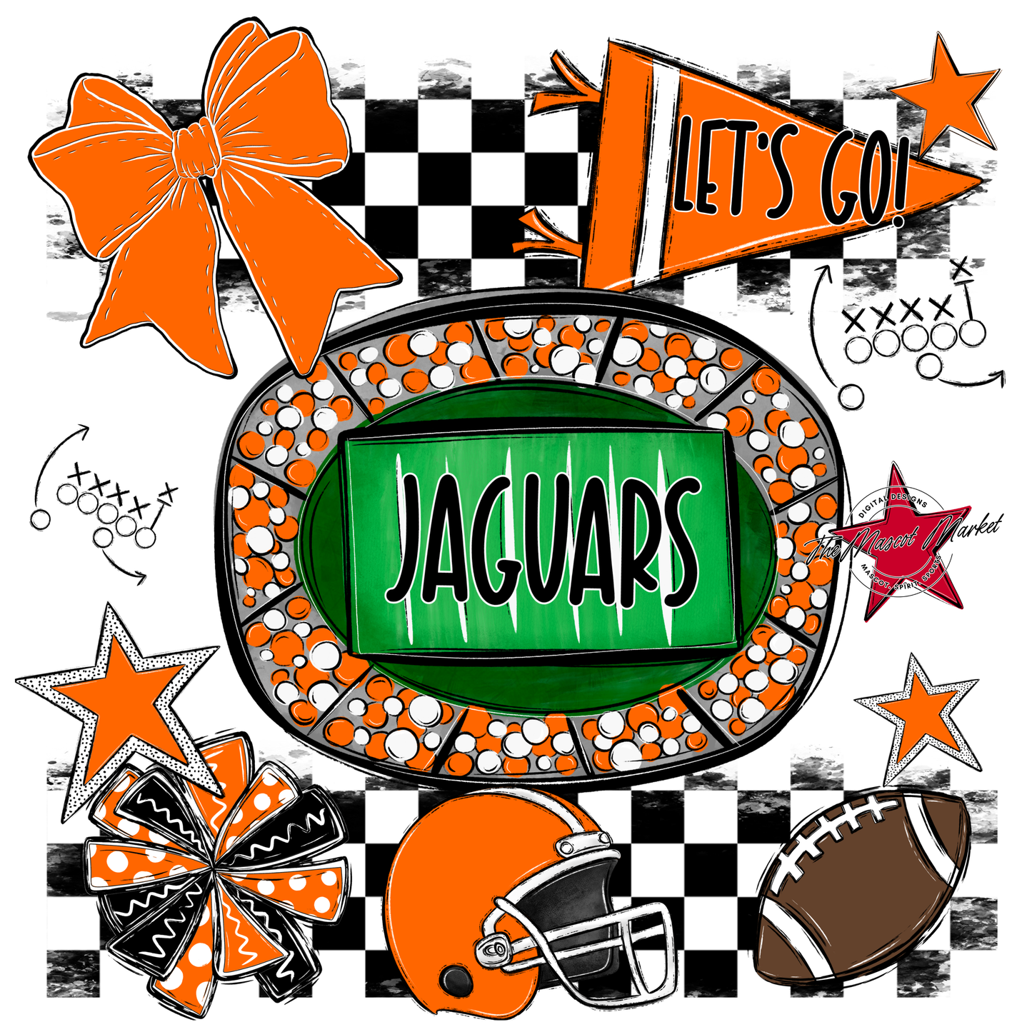 Jaguars Checkers Spirit Design-Orange
