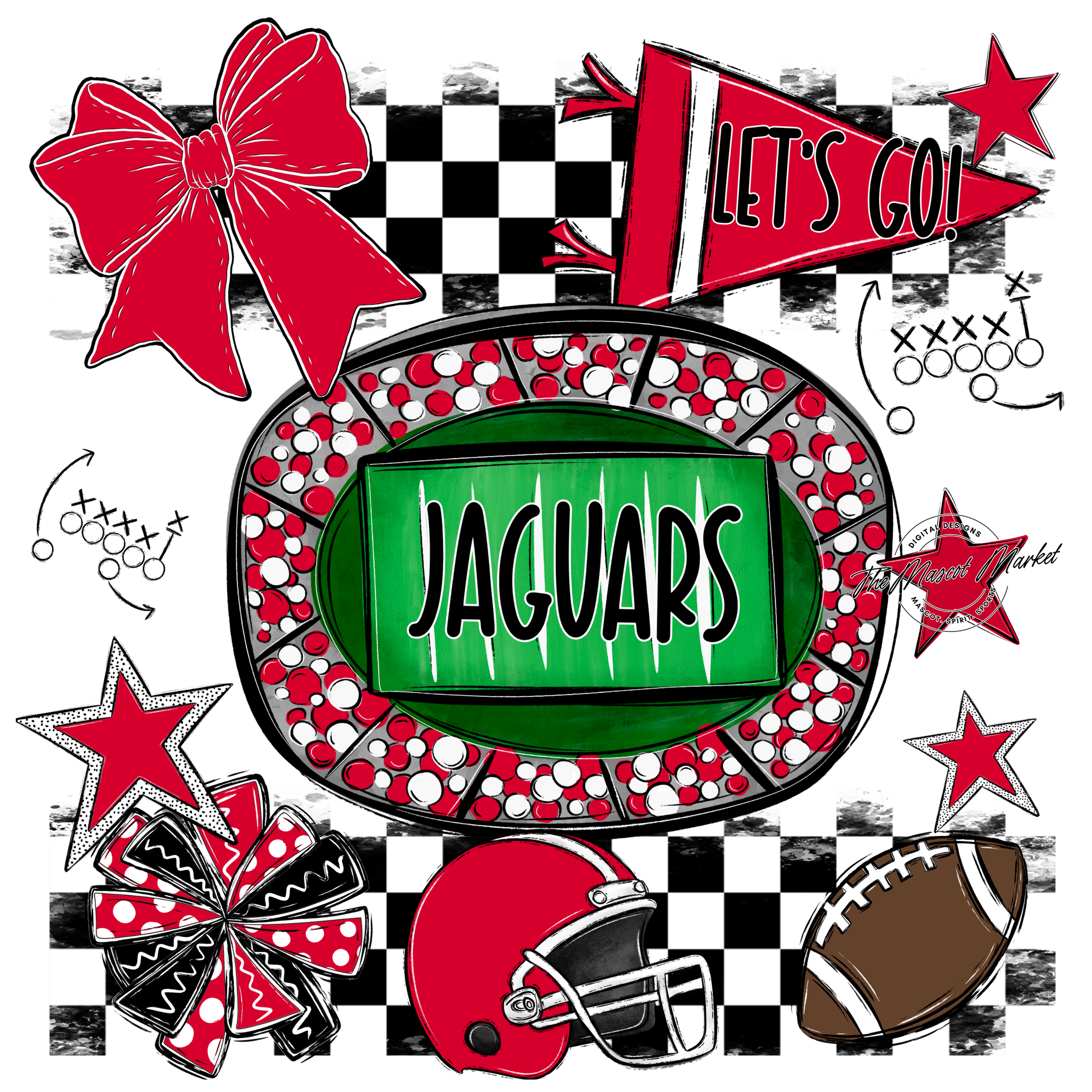 Jaguars Checkers Spirit Design-Red
