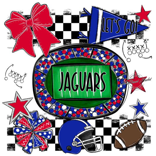 Jaguars Checkers Spirit Design-Royal Blue-Red