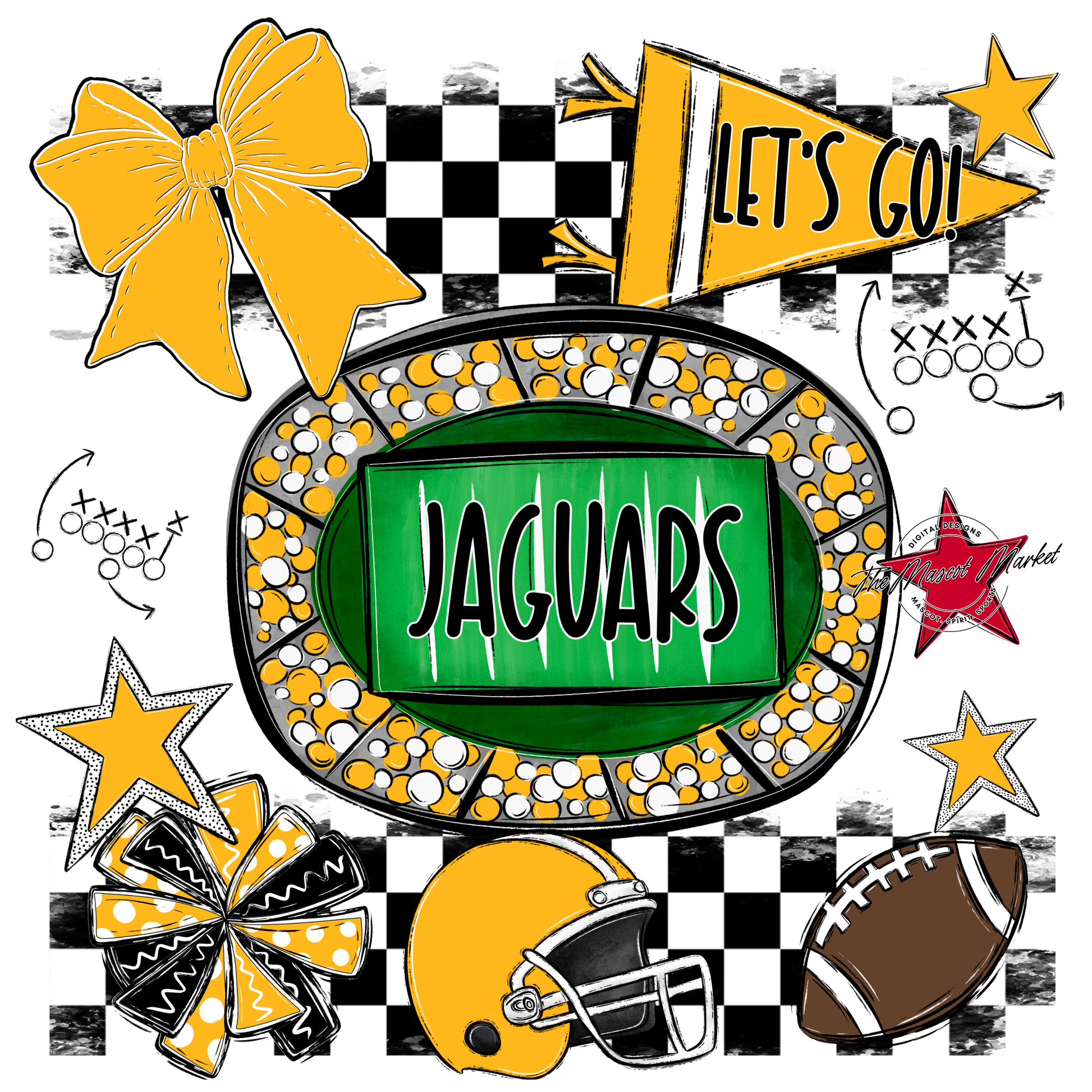 Jaguars Checkers Spirit Design-Yellow