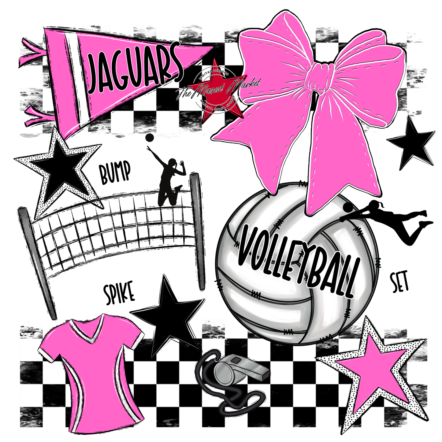 Jaguars Checkers Volleyball Spirit Design-Baby Pink