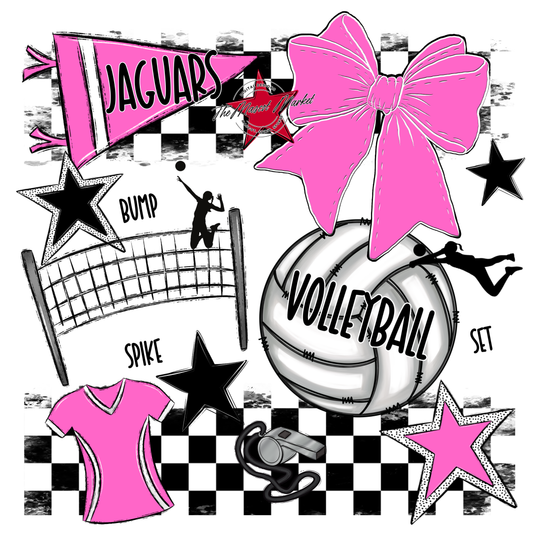 Jaguars Checkers Volleyball Spirit Design-Baby Pink