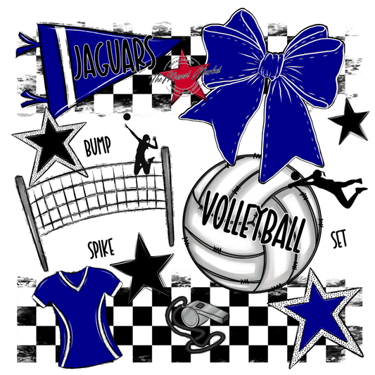 Jaguars Checkers Volleyball Spirit Design-Blue