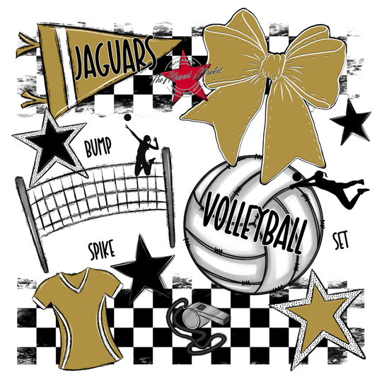 Jaguars Checkers Volleyball Spirit Design-Gold