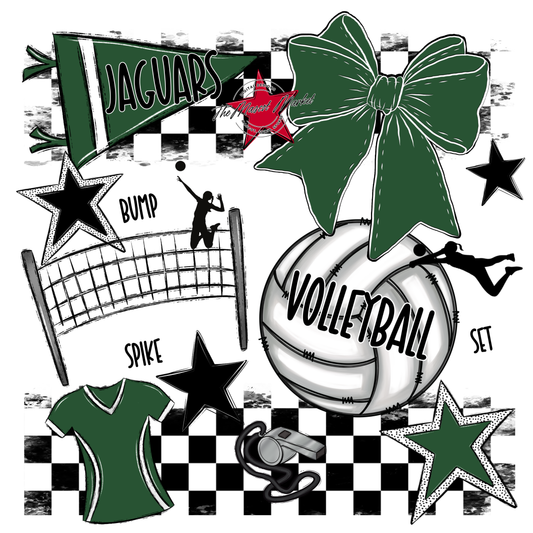 Jaguars Checkers Volleyball Spirit Design-Green
