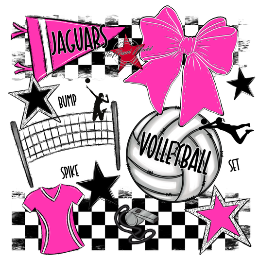 Jaguars Checkers Volleyball Spirit Design-Pink
