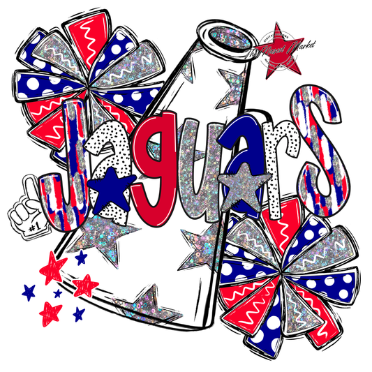 Jaguars Cheer Megaphone Scrape-Blue-Red