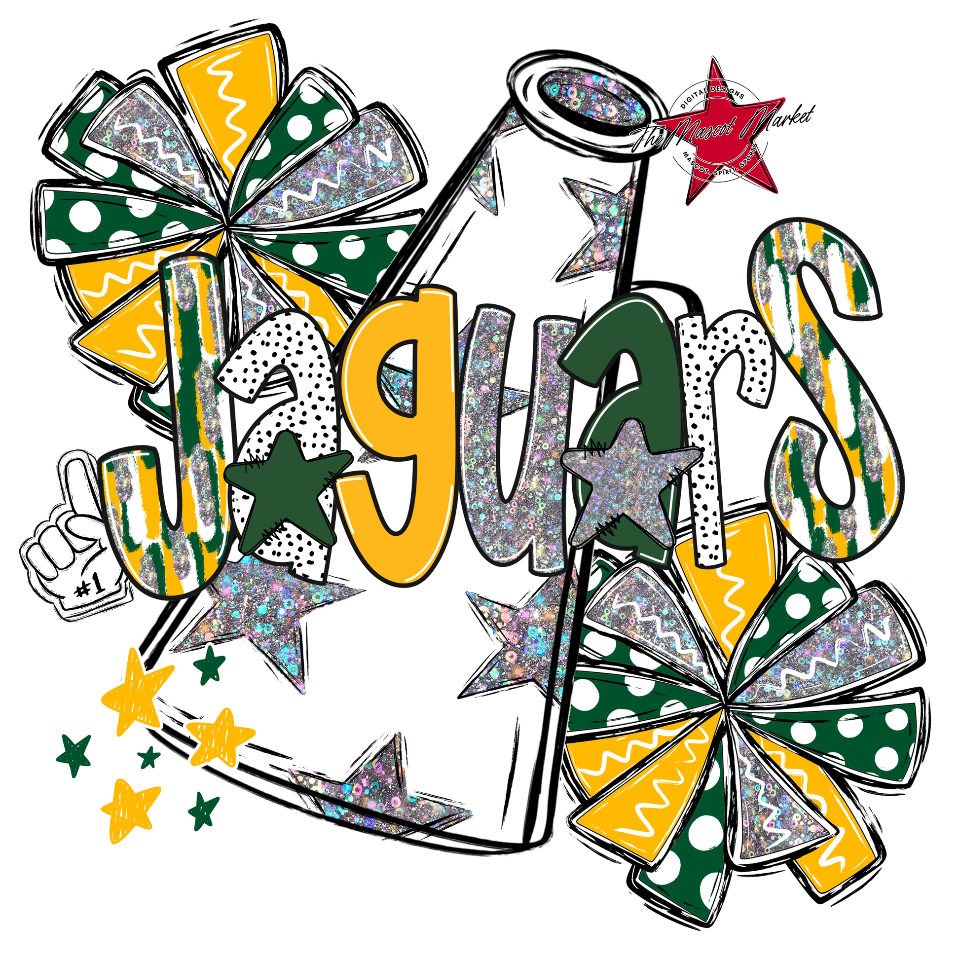 Jaguars Cheer Megaphone Scrape-Green-Yellow