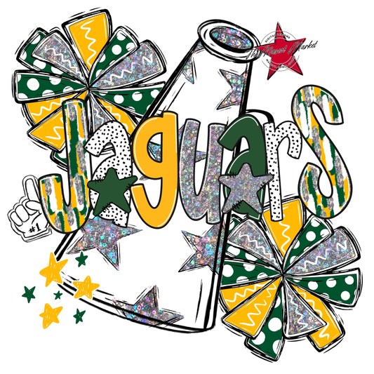 Jaguars Cheer Megaphone Scrape-Green-Yellow