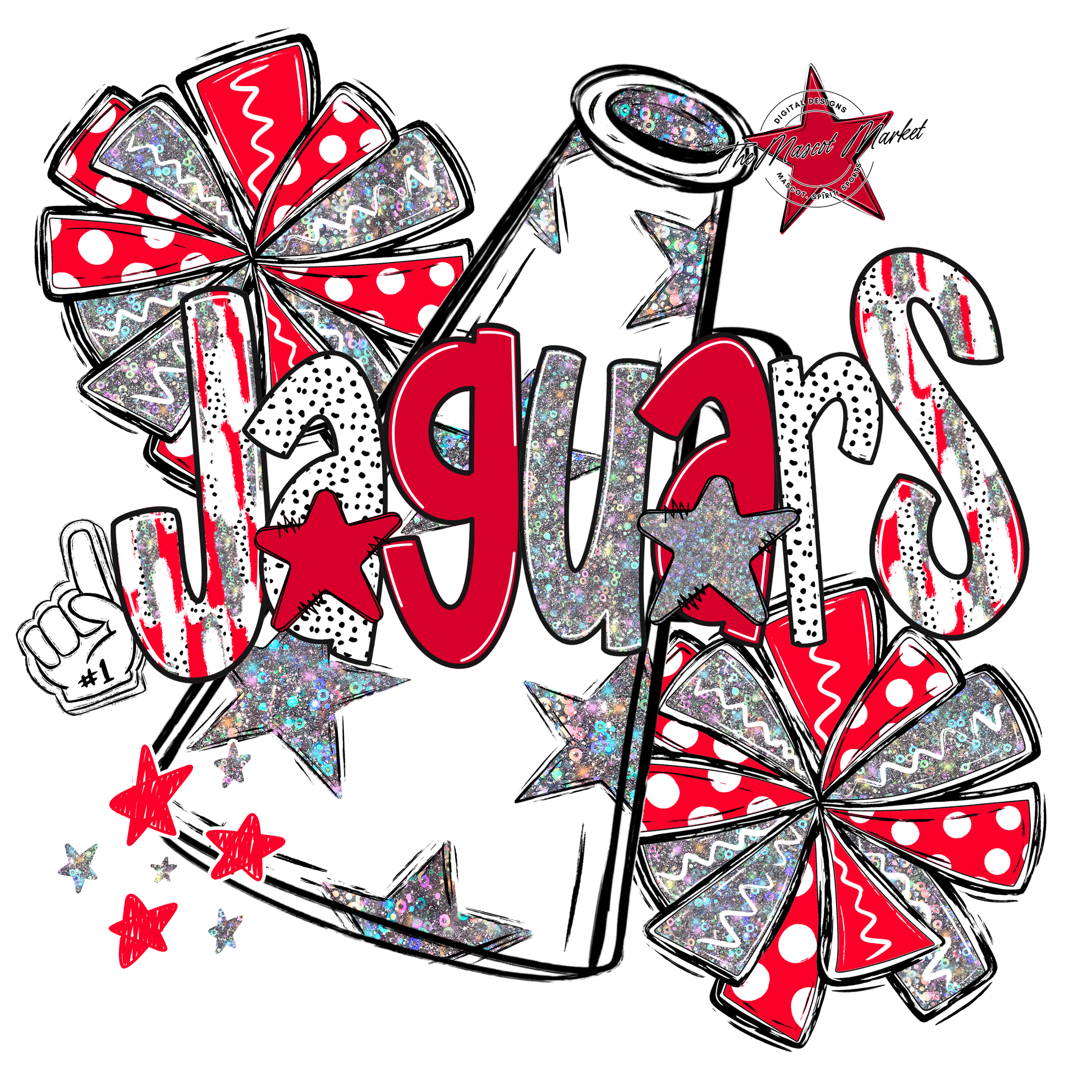 Jaguars Cheer Megaphone Scrape-Red