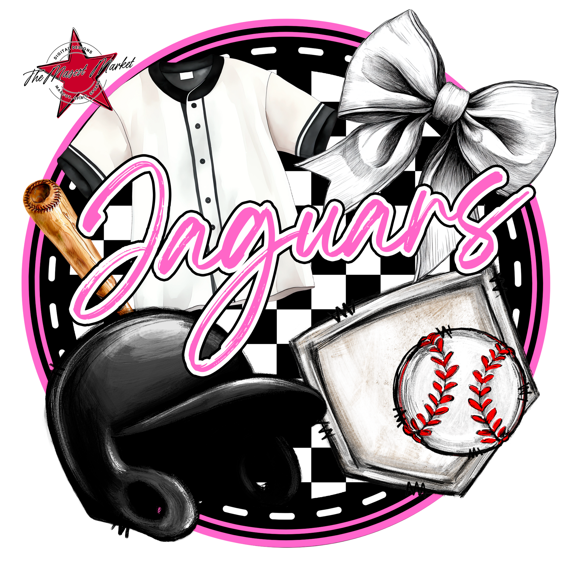 Jaguars Circle Baseball Design-Baby Pink