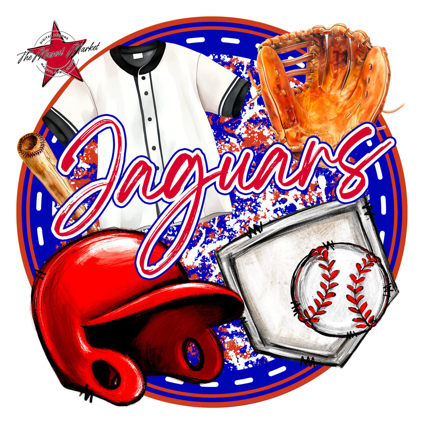 Jaguars Circle Baseball Design-Blue-Red