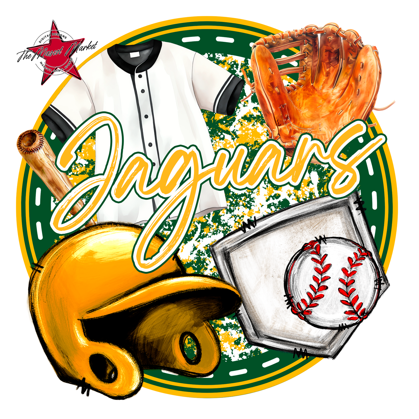 Jaguars Circle Baseball Design-Green-Yellow