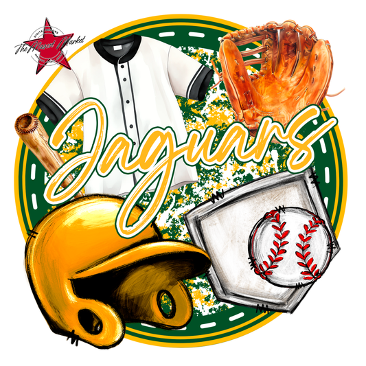 Jaguars Circle Baseball Design-Green-Yellow