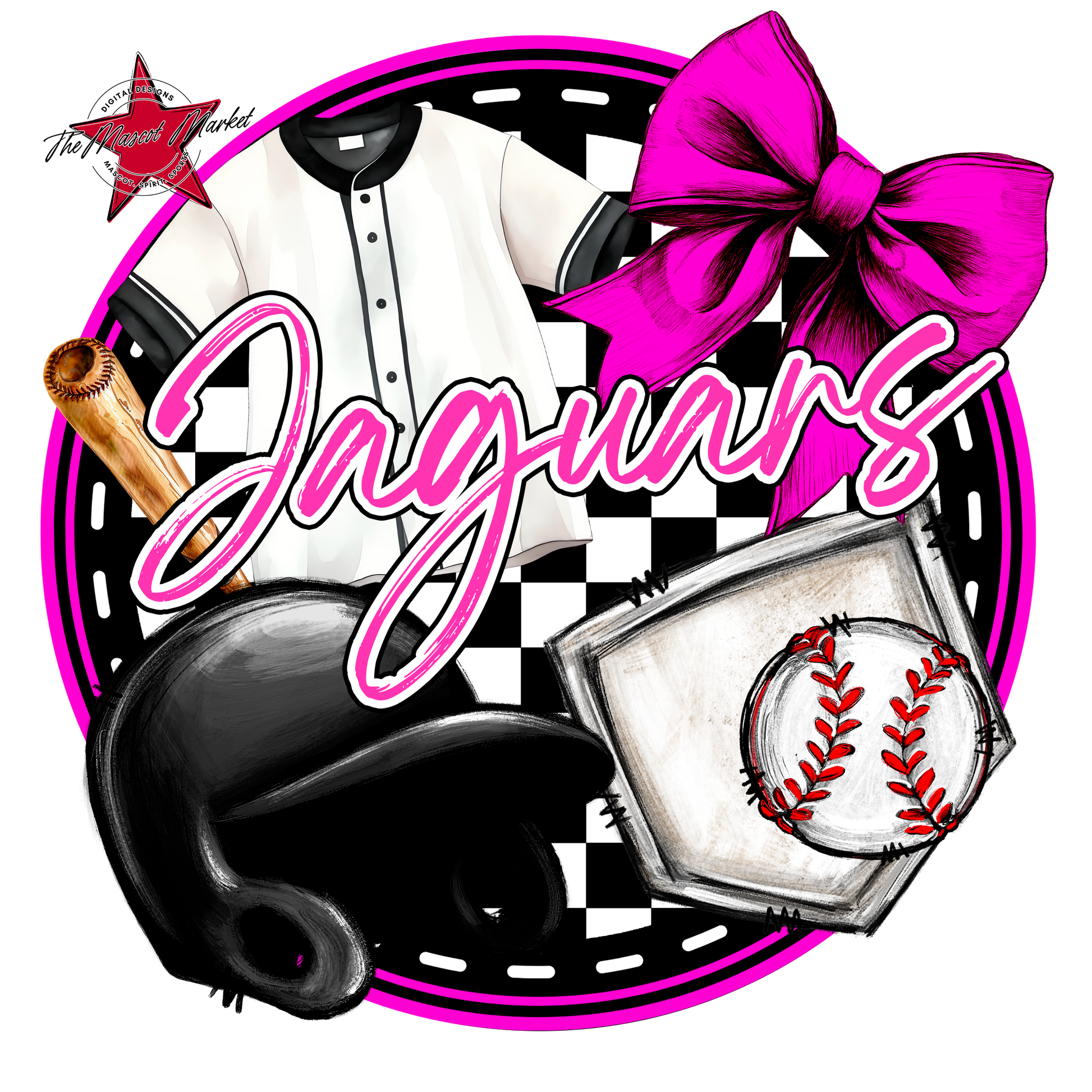 Jaguars Circle Baseball Design-Pink