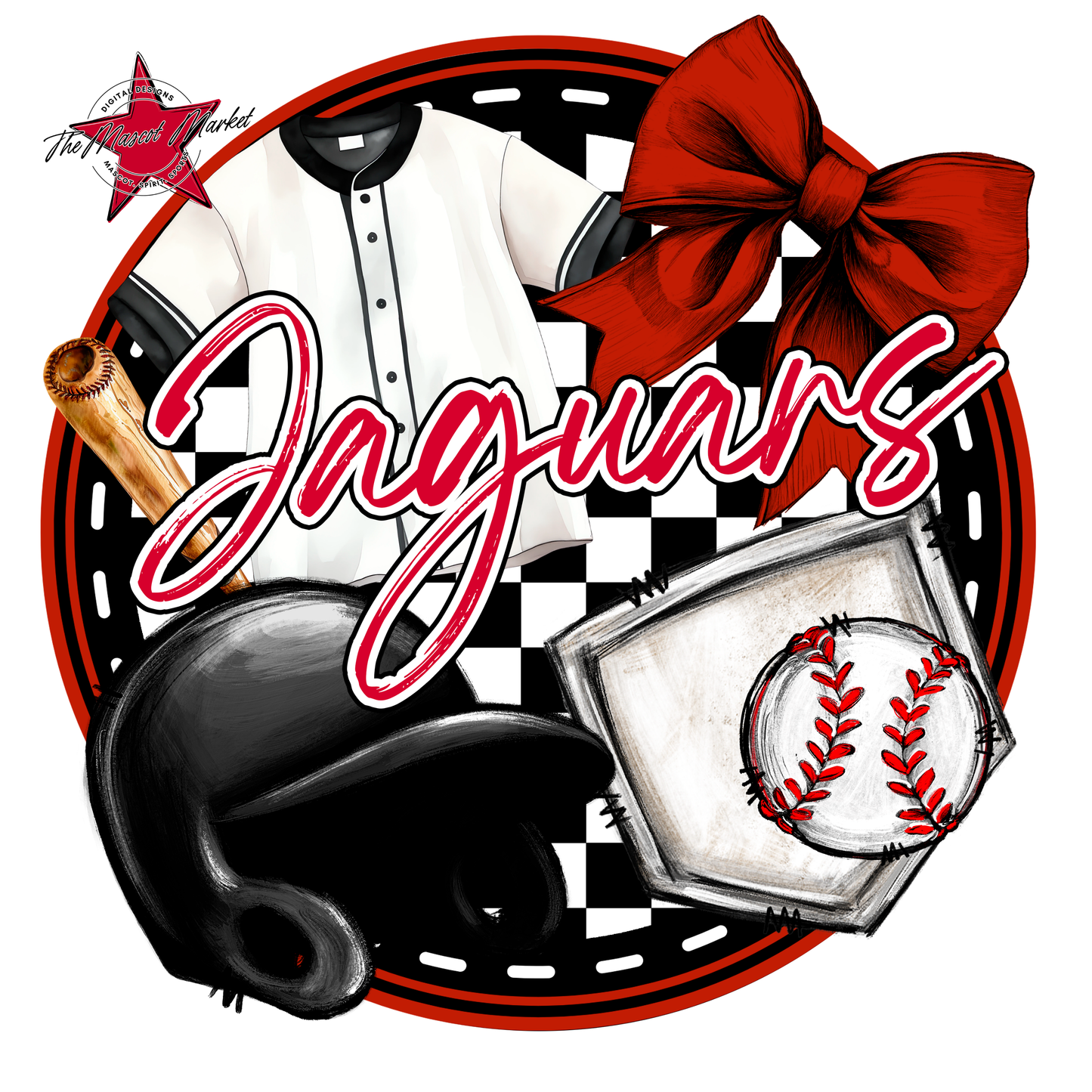 Jaguars Circle Baseball Design-Red