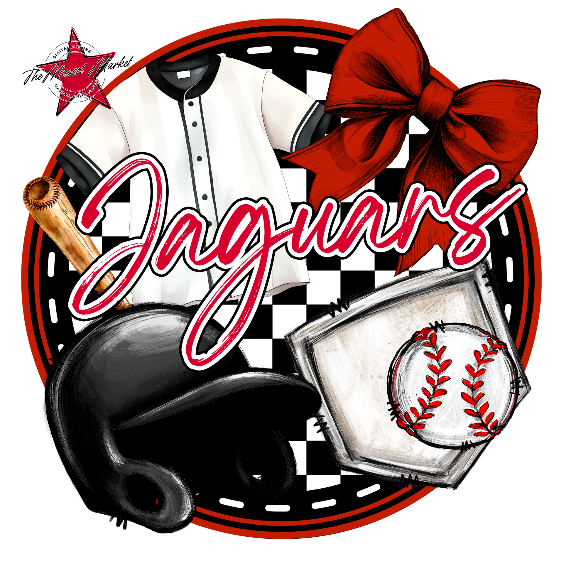 Jaguars Circle Baseball Design-Red