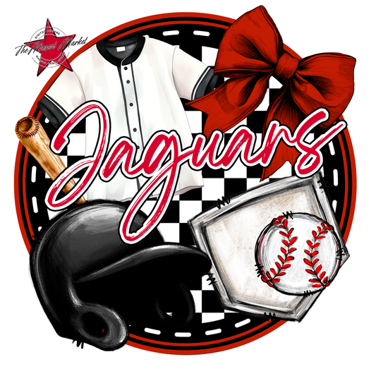 Jaguars Circle Baseball Design-Red