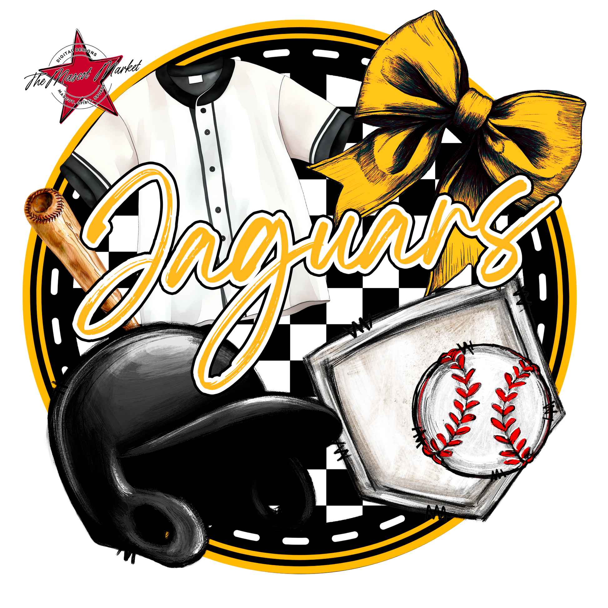 Jaguars Circle Baseball Design-Yellow