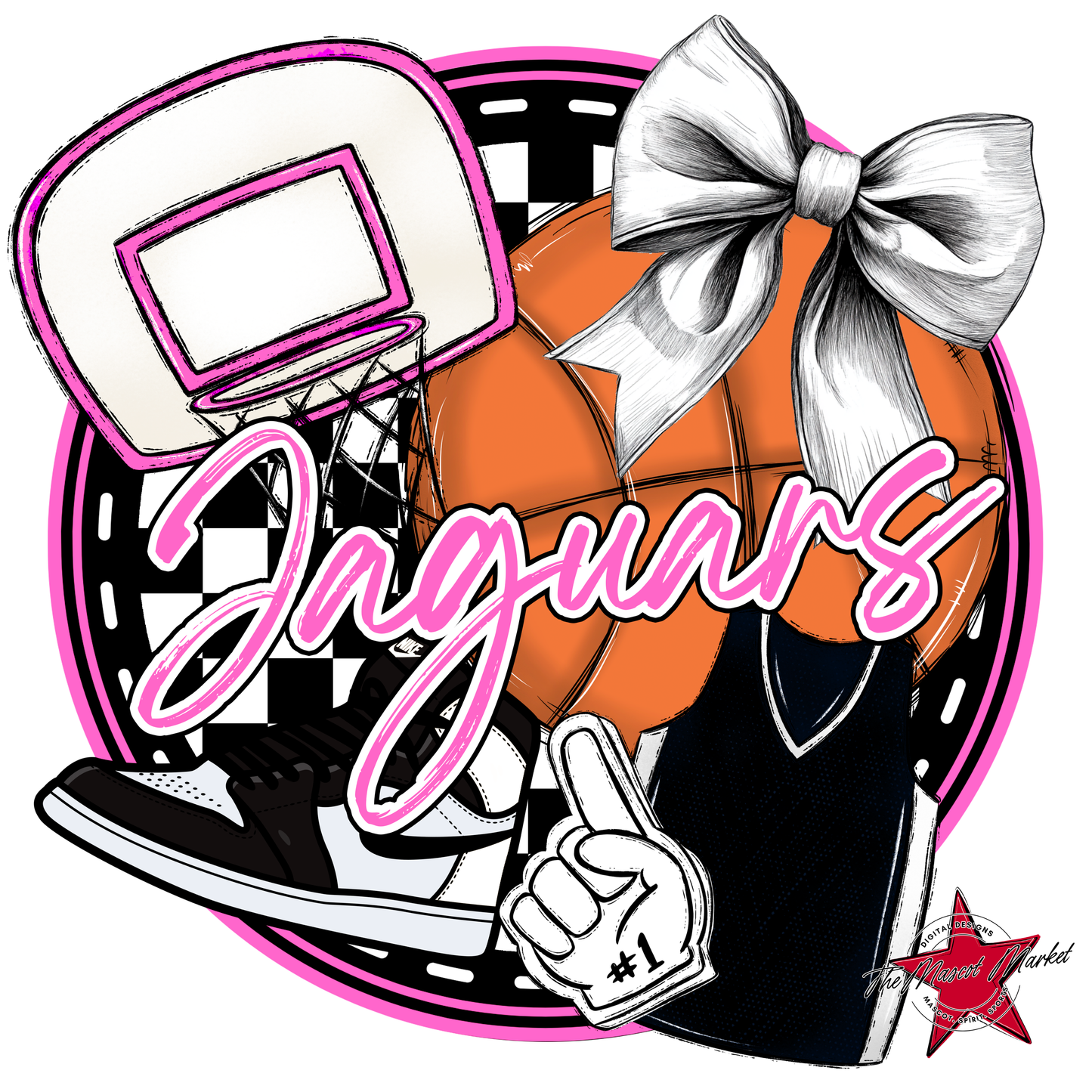 Jaguars Circle Basketball Design-Baby Pink