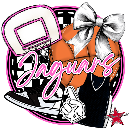 Jaguars Circle Basketball Design-Baby Pink
