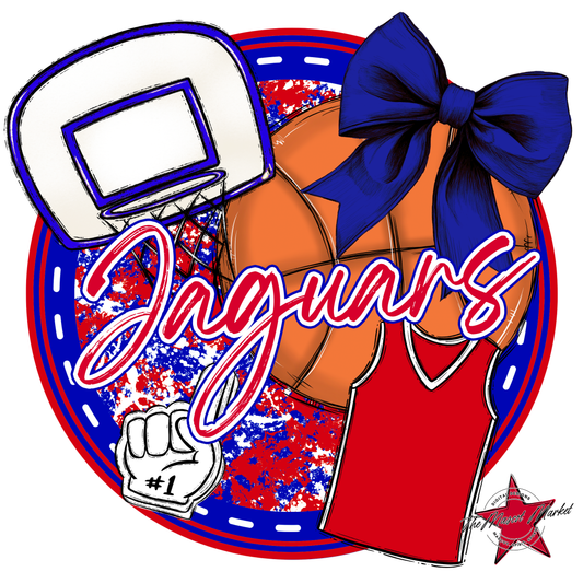 Jaguars Circle Basketball Design-Blue-Red