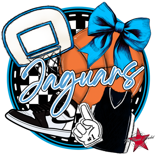 Jaguars Circle Basketball Design-Carolina Blue