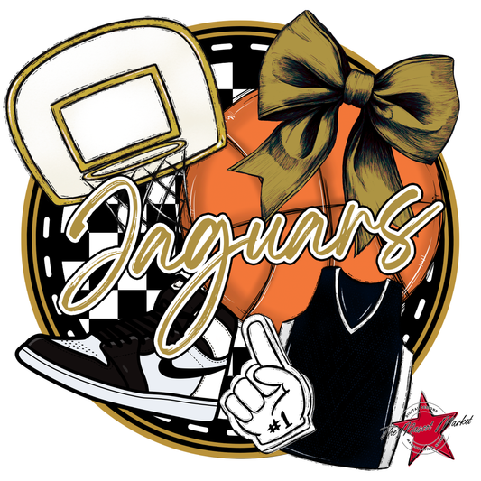 Jaguars Circle Basketball Design-Gold