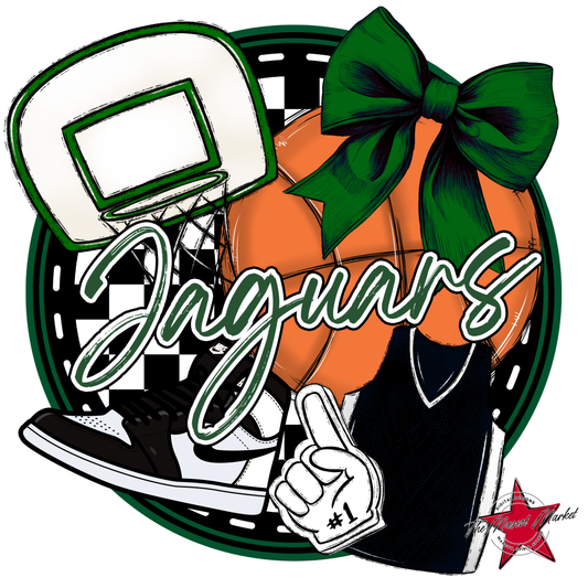 Jaguars Circle Basketball Design-Green