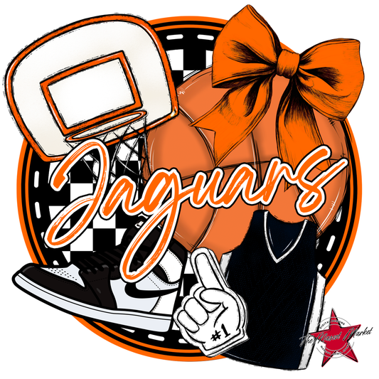Jaguars Circle Basketball Design-Orange